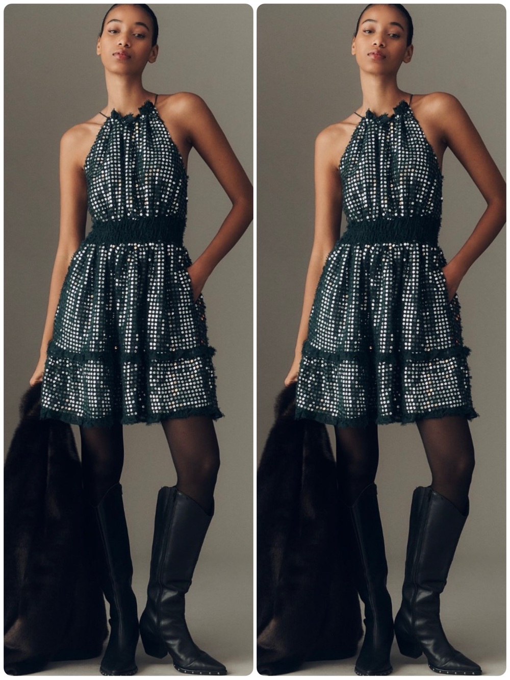NWT! BY ANTHROPOLOGIE 🪩 The Somerset Shine Mini Halter Dress - Size S